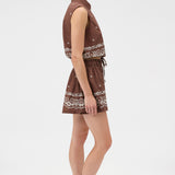 Oroton Floral Bandana Short | Milk Chocolate