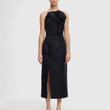 Acler Webster Midi Dress | Black Metallic