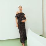 Oroton Graphic Spot Dress | Dark Chocolate