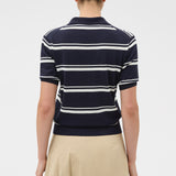 Oroton Short Sleeve Stripe Knit Polo | North Sea