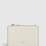Oroton Broidery Mini 10CC Zip Wallet | Warm White (PRE-ORDER)