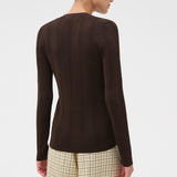 Oroton Ribbed Cardigan | Dark Chocolate