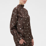Oroton Mini Daisy Tie Neck Tunic | Milk Chocolate (PRE-ORDER)