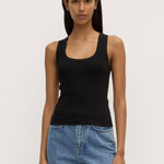 Robyn Scoop Neck Rib Tank Black