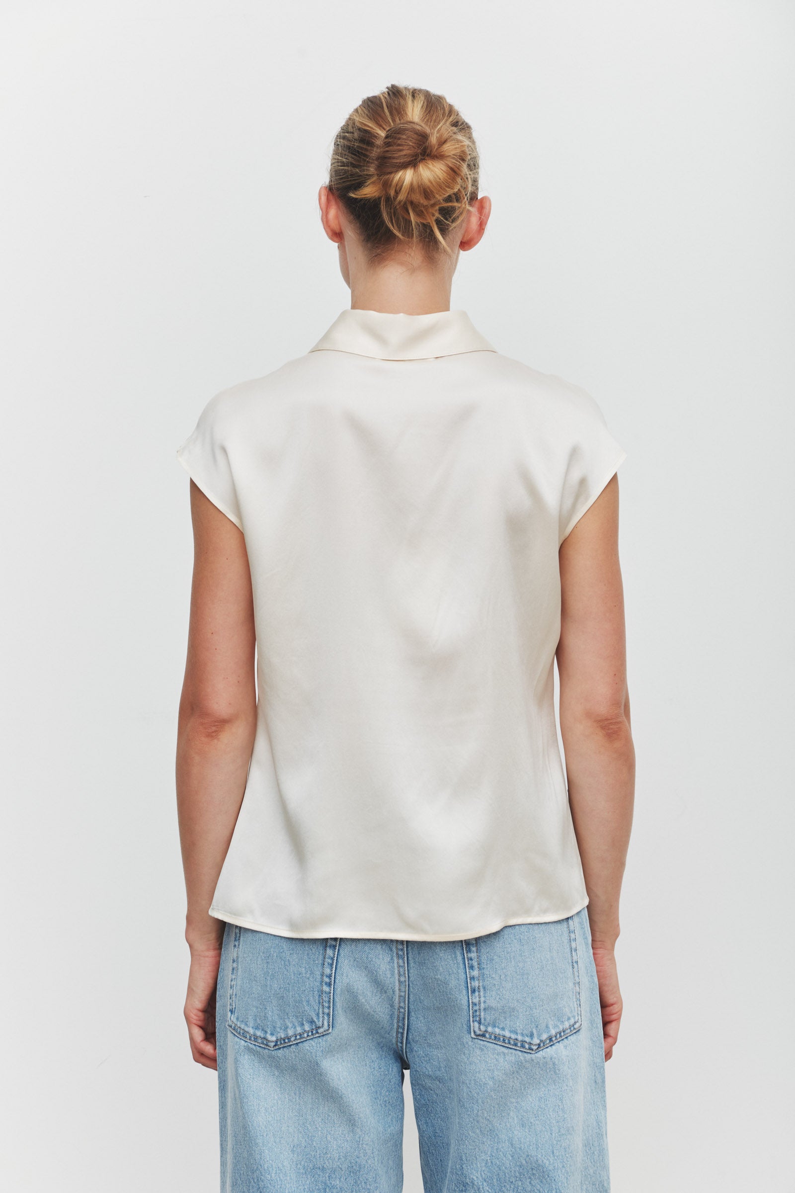 Pippa Silk Short Sleeve Shirt Cream