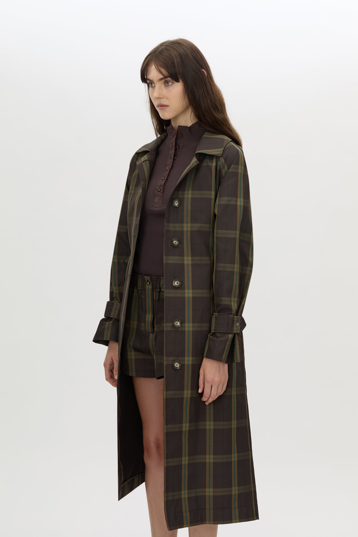 Winton check trench coat