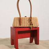 Oroton Louisa Wicker Bag | Natural/Cognac (PRE-ORDER)