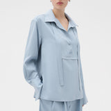 Oroton Half Placket Button Shirt | Twilight Blue