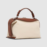 Oroton Mica Bowler Canvas Broguing | Natural/Penny Brown