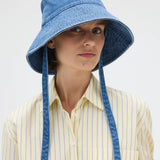 Oroton Denim Bucket Hat | Mid Wash Denim