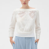 Oroton Draw Thread Detail Blouse | White
