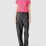 Bassike Stripe Raw Edge T-Shirt | Red/Pink/Washed Navy