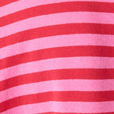 Bassike Stripe Raw Edge T-Shirt | Red/Pink/Washed Navy