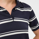Oroton Short Sleeve Stripe Knit Polo | North Sea