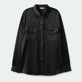 Silk Laundry Boyfriend Shirt | Black