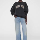 Anine Bing Miles Sweatshirt Leopard | Washed Black (PRE-ORDER)