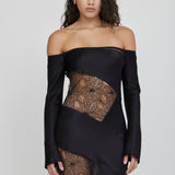 Third Form Inhale Panel Off Shoulder Dress | Ink