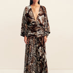 Maia Long Sleeve Plunged Maxi Dress