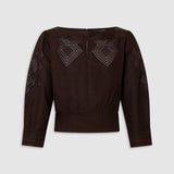 Oroton Draw Thread Detail Blouse | Dark Chocolate