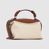 Oroton Mica Mini Bowler Canvas Broguing | Natural/Penny Brown (PRE-ORDER)