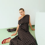 Oroton Graphic Spot Dress | Dark Chocolate