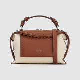 Oroton Mica Mini Bowler Canvas Broguing | Natural/Penny Brown (PRE-ORDER)