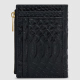 Oroton Mica Mini 10CC Zip Texture Wallet | Black Snake
