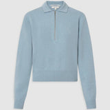 Oroton Long Sleeve Zip Polo | Twilight Blue