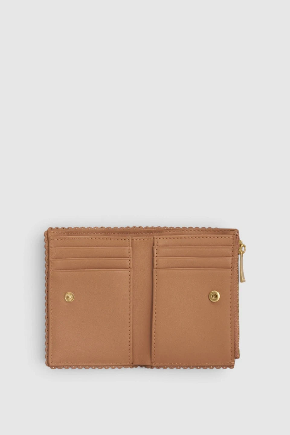 Oroton Broidery Mini 10CC Wallet Studded | Praline (PRE-ORDER)