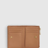 Oroton Broidery Mini 10CC Wallet Studded | Praline (PRE-ORDER)