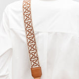 Oroton Logo Bag Strap | Cognac/Ecru