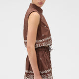 Oroton Floral Bandana Crop Shirt | Milk Chocolate