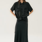 Silk Laundry Bias Cut Skirt | Black