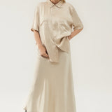 Silk Laundry Short Sleeve Boyfriend Shirt | Hazelnut