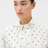 Oroton Graphic Spot Tie Neck Shirt | Cream