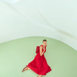 Oroton Knit Bodice Midi Dress | Ribbon Red