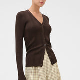 Oroton Ribbed Cardigan | Dark Chocolate