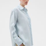 Oroton Lace Trim Shirt | Soft Smoke Blue
