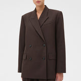 Oroton Double Breasted Blazer | Dark Chocolate