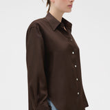 Oroton Long Sleeve Shirt | Dark Chocolate