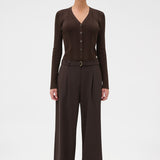 Oroton Belt Detail Pant | Dark Chocolate