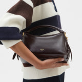 Oroton Lewis Day Bag | Crackle Dark Chocolate
