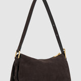 Oroton Cali Suede Shoulder Bag | Dark Chocolate (PRE-ORDER)