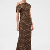 Oroton Graphic Spot Dress | Dark Chocolate