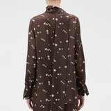 Oroton Mini Daisy Tie Neck Tunic | Milk Chocolate (PRE-ORDER)