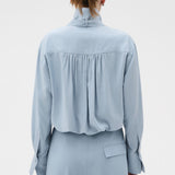 Oroton Half Placket Button Shirt | Twilight Blue