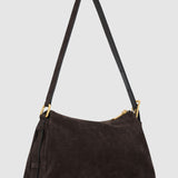 Oroton Cali Suede Shoulder Bag | Dark Chocolate (PRE-ORDER)