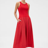 Oroton Knit Bodice Midi Dress | Ribbon Red