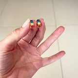 Fairley Rainbow Baquette Cluster Huggies