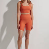 Varley Let's Move Rib Short 7 | Orange Rust